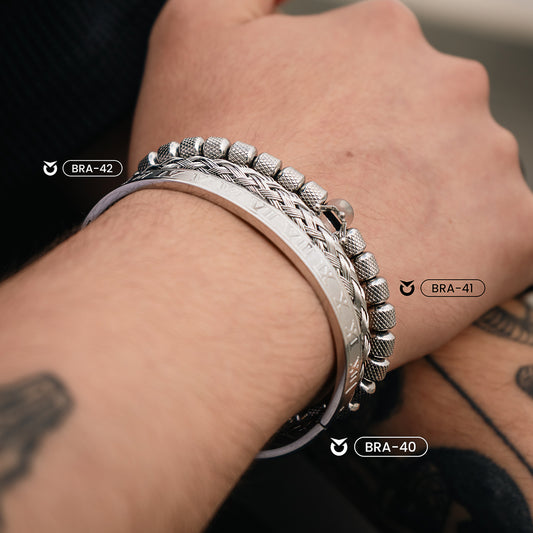 BRAZALETE DE ACERO PLATEADO BRA-40 CLOCK COLOMBIA