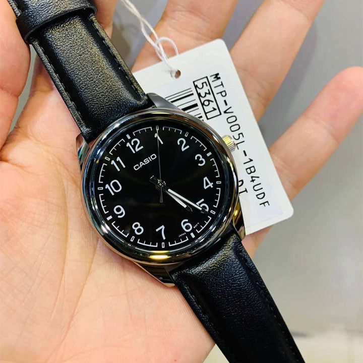 MTP-V005 | RELOJ CASIO ORIGINAL DE CUERO NEGRO/BLANCO | CAS-231, CAS-233