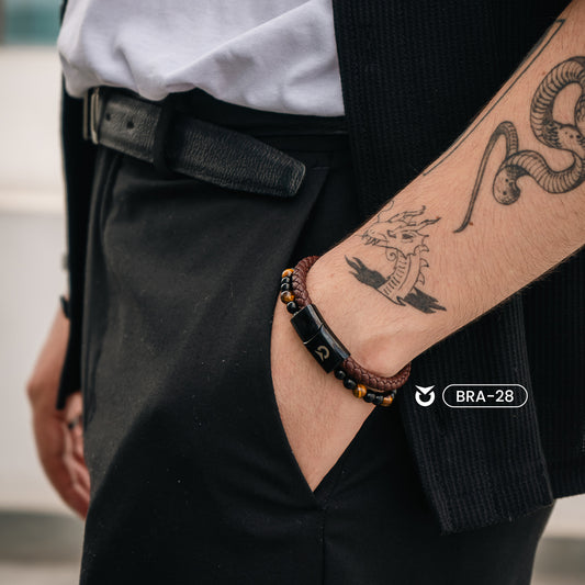 PULSERA-TRENZADA-MARRON-CON-NEGRO-HOMBRE