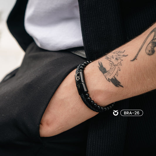 PULSERA NEGRA DOBLE PARA HOMBRE COLOMBIA