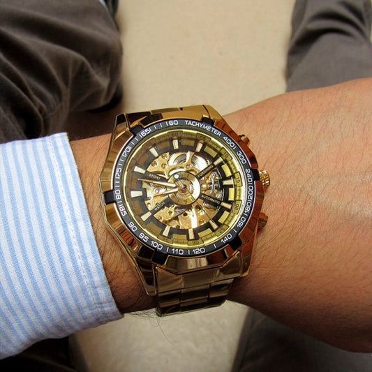 Reloj Forsining Casual Acero Dorado Negro FOR-2 TM-340GB para Hombre