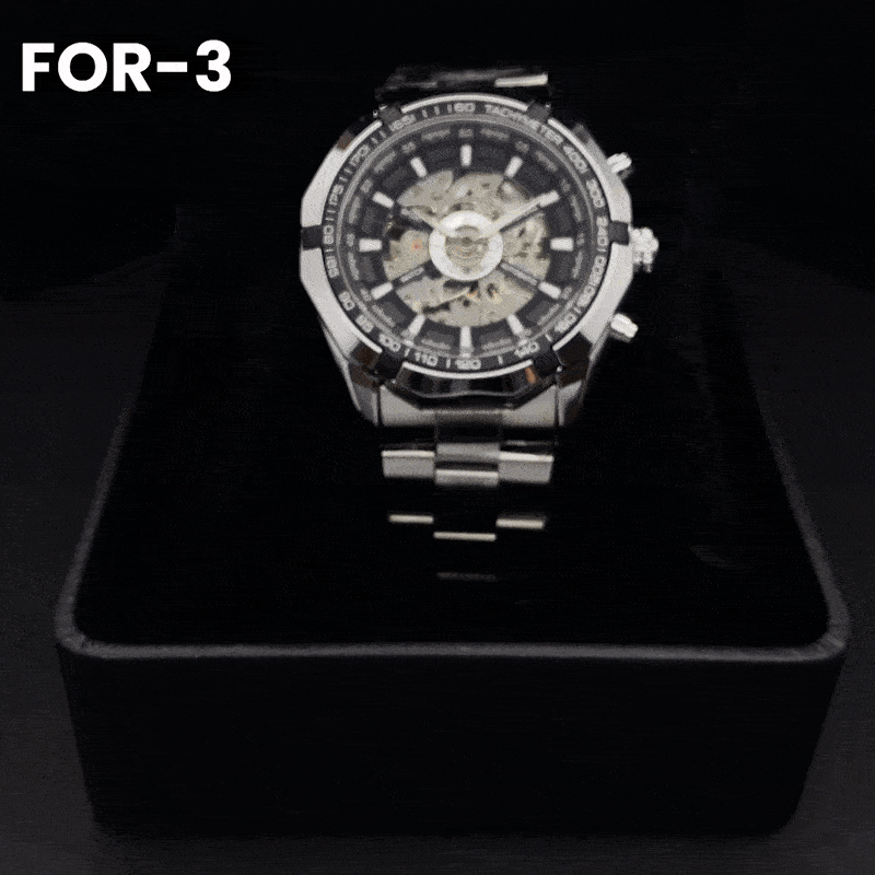 Reloj Forsining Casual Acero Plateado Negro FOR-3 TM-340SB para Hombre