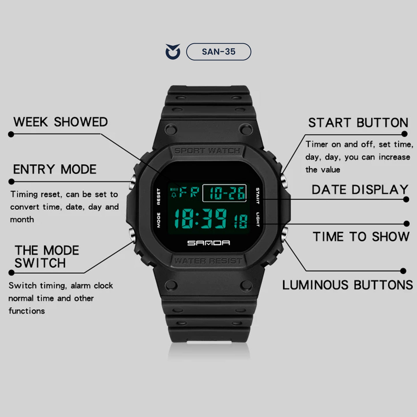 RELOJ SANDA ORIGINAL COLECCIÓN DIGITAL | SKU: SAN-22, SAN-35