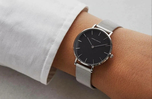 RELOJ HANNAH MARTIN ORIGINAL ELEGANTE NEGRO Y PLATEADO HM-CH02 | HAN-43 - HAN-44