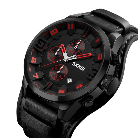 Reloj SKMEI Casual Cuero Negro Rojo SKM-11 9165-B para Hombre