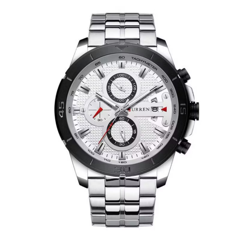 8337 | RELOJ CRONÓGRAFO CURREN ORIGINAL ACERO BLANCO/NEGRO/DORADO/AZUL CASUAL