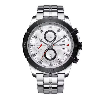 8337 | RELOJ CRONÓGRAFO CURREN ORIGINAL ACERO BLANCO/NEGRO/DORADO/AZUL CASUAL