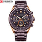 8399 | RELOJ CRONÓGRAFO CURREN ORIGINAL ACERO PLATEADO/GUINDA/NEGRO CASUAL