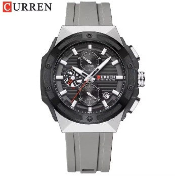 8462 | RELOJ CRONÓGRAFO CURREN ORIGINAL SILICONA NEGRO/AZUL/VERDE/GRIS CASUAL