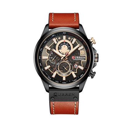 8380 | RELOJ CRONÓGRAFO CURREN ORIGINAL CUERO AZUL/CAFÉ CASUAL