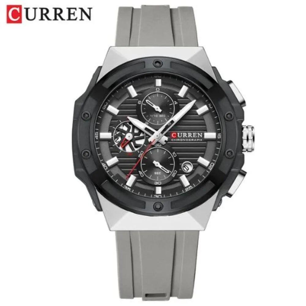 8462 | RELOJ CRONÓGRAFO CURREN ORIGINAL SILICONA NEGRO/AZUL/VERDE/GRIS CASUAL