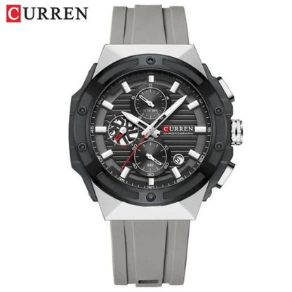 8462 | RELOJ CRONÓGRAFO CURREN ORIGINAL SILICONA NEGRO/AZUL/VERDE/GRIS CASUAL