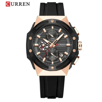 8462 | RELOJ CRONÓGRAFO CURREN ORIGINAL SILICONA NEGRO/AZUL/VERDE/GRIS CASUAL