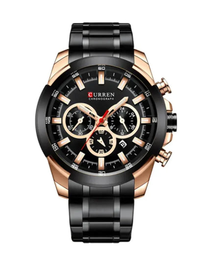 8361 | RELOJ CRONÓGRAFO CURREN ORIGINAL ACERO DORADO/PLATEADO/NEGRO CASUAL