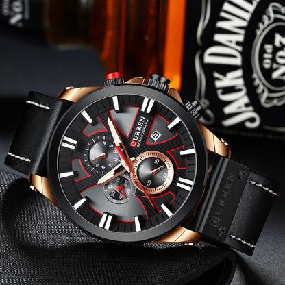 8346 | RELOJ CRONÓGRAFO CURREN ORIGINAL CUERO AZUL/NEGRO/MARRÓN CASUAL