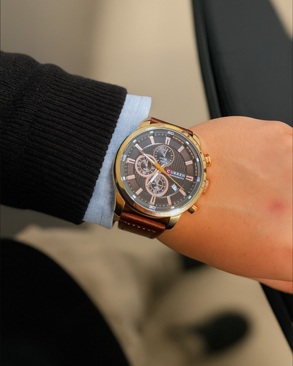8291 | RELOJ CURREN ORIGINAL CUERO MARRÓN CASUAL