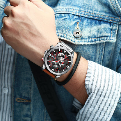 8346 | RELOJ CRONÓGRAFO CURREN ORIGINAL CUERO AZUL/NEGRO/MARRÓN CASUAL