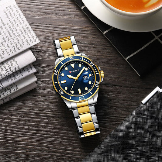8388 | RELOJ CURREN  ORIGINAL ACERO PLATEADO/DORADO