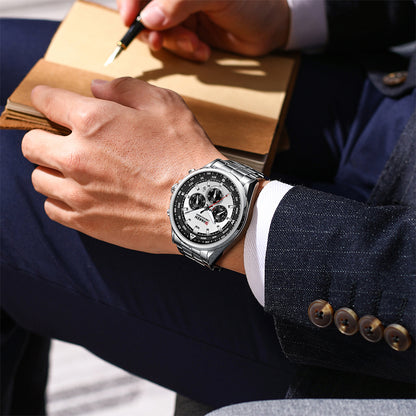 8399 | RELOJ CRONÓGRAFO CURREN ORIGINAL ACERO PLATEADO/GUINDA/NEGRO CASUAL
