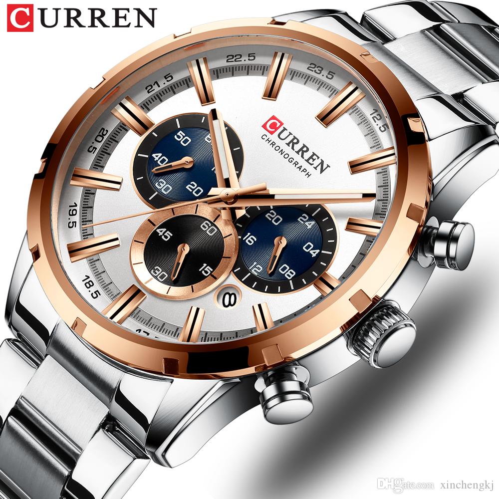 8355 | RELOJ CRONÓGRAFO CURREN ORIGINAL ACERO PLATEADO/NEGRO