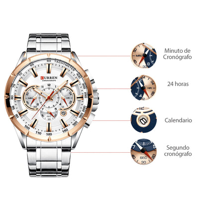 8363 | RELOJ CURREN ACERO NEGRO/PLATEADO/AZUL | CUR-31, CUR-32, CUR-33, CUR-75