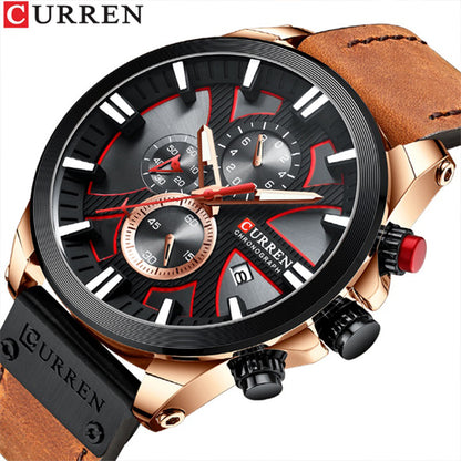 8346 | RELOJ CRONÓGRAFO CURREN ORIGINAL CUERO AZUL/NEGRO/MARRÓN CASUAL