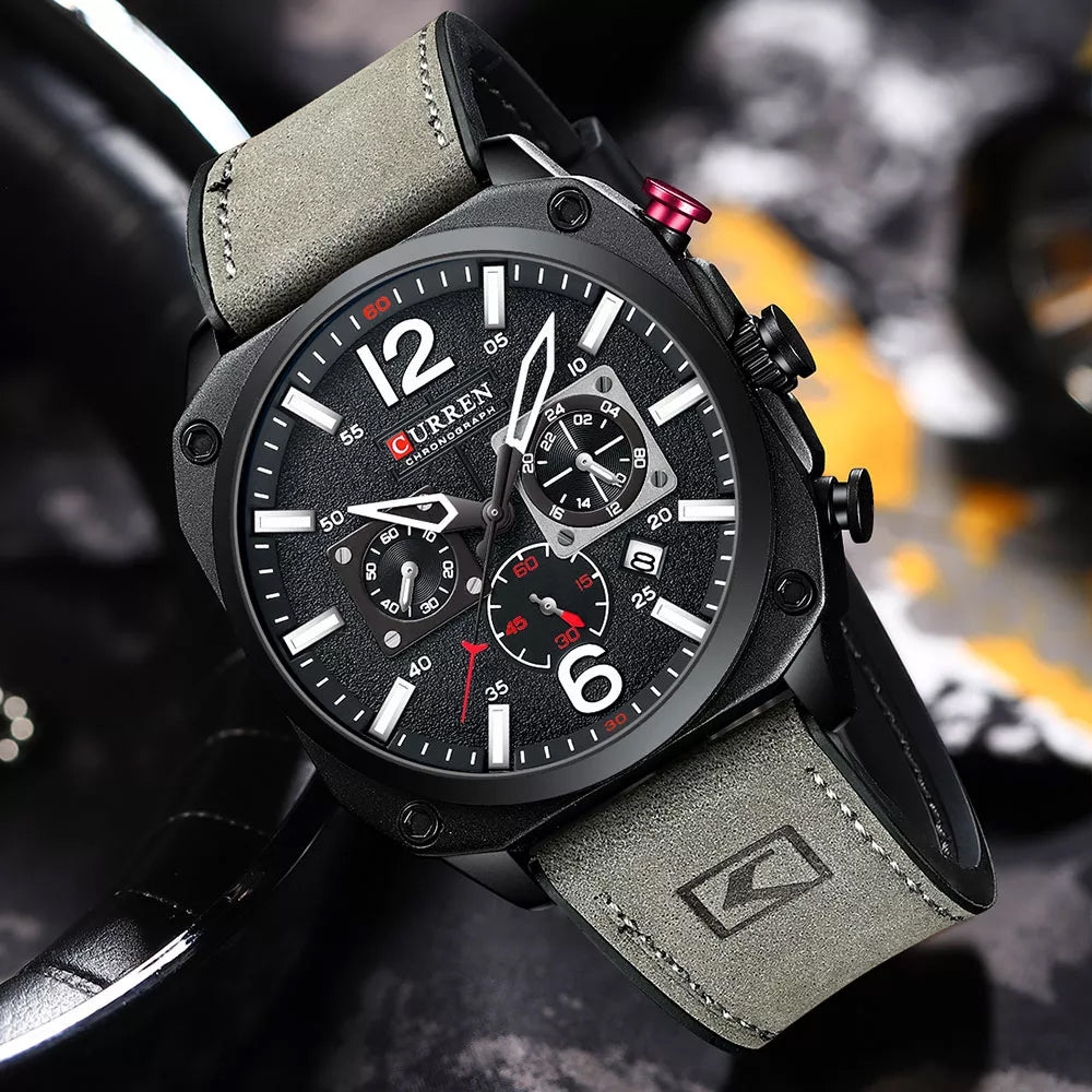8398 | RELOJ CURREN ORIGINAL CUERO GRIS/MARRÓN/VERDE | CUR-85, CUR-86