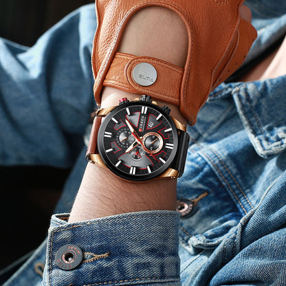 8346 | RELOJ CRONÓGRAFO CURREN ORIGINAL CUERO AZUL/NEGRO/MARRÓN CASUAL
