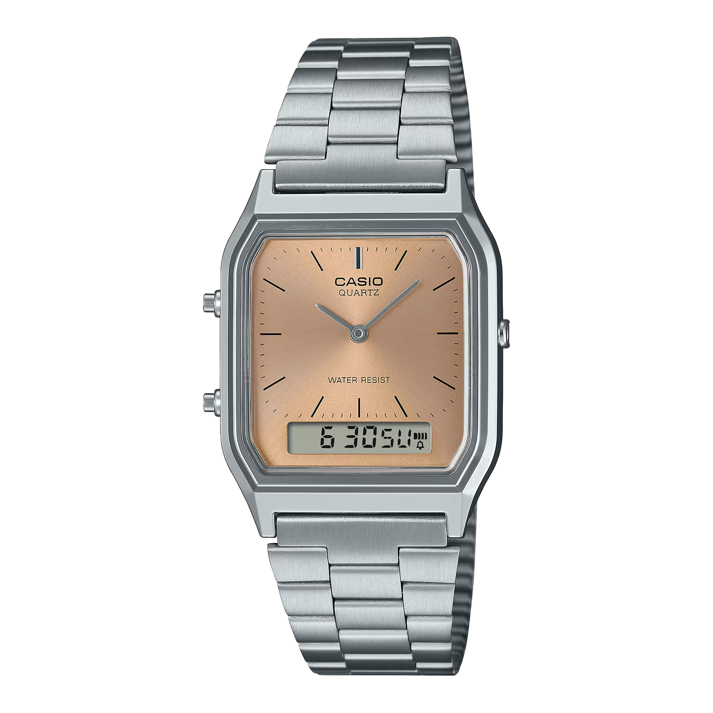 AQ-230A | RELOJ CASIO ORIGINAL DE ACERO DORADO/PLATEADO