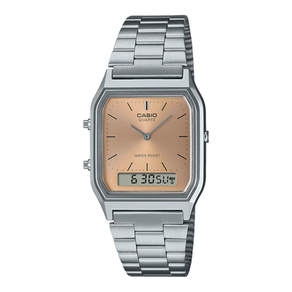 AQ-230A | RELOJ CASIO ORIGINAL DE ACERO DORADO/PLATEADO