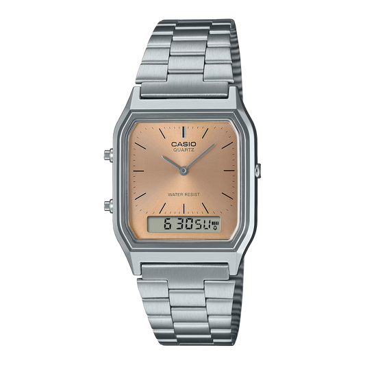 AQ-230A | RELOJ CASIO ORIGINAL DE ACERO DORADO/PLATEADO