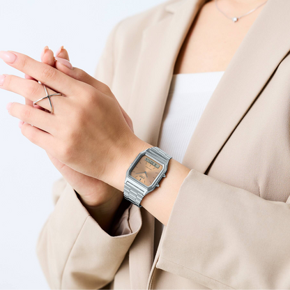 AQ-230A | RELOJ CASIO ORIGINAL DE ACERO DORADO/PLATEADO