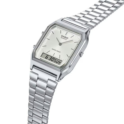 AQ-230A | RELOJ CASIO ORIGINAL DE ACERO DORADO/PLATEADO