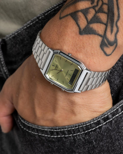AQ-230A | RELOJ CASIO ORIGINAL DE ACERO DORADO/PLATEADO
