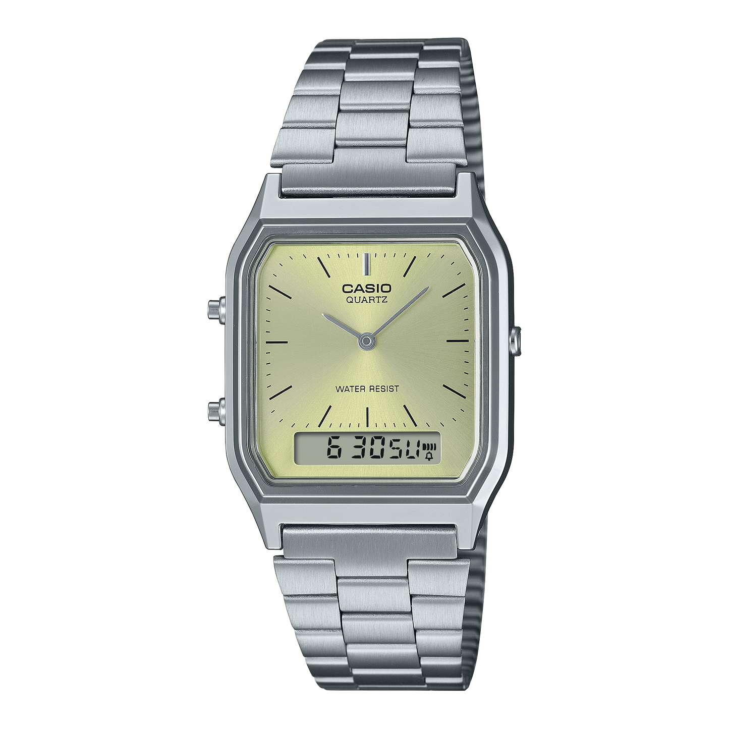 AQ-230A | RELOJ CASIO ORIGINAL DE ACERO DORADO/PLATEADO