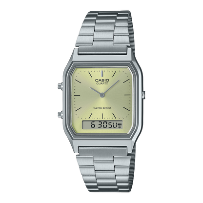 AQ-230A | RELOJ CASIO ORIGINAL DE ACERO DORADO/PLATEADO