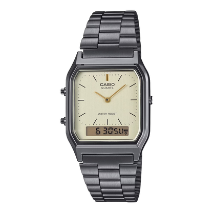 AQ-230A | RELOJ CASIO ORIGINAL DE ACERO DORADO/PLATEADO