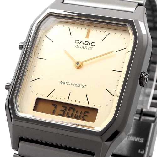 AQ-230A | RELOJ CASIO ORIGINAL DE ACERO DORADO/PLATEADO
