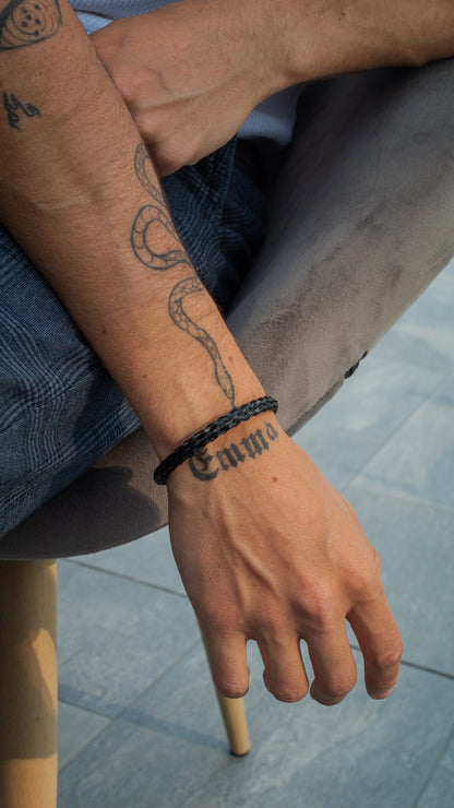 BRAZALETE TRENZADO COLOR NEGRO | BRA-45