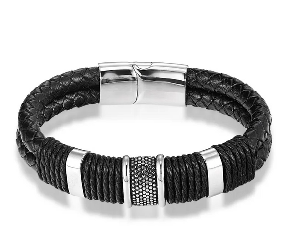 PULSERA COLOR NEGRO ON DOBLE TRENZADO PARA HOMBRE COLOMBIA