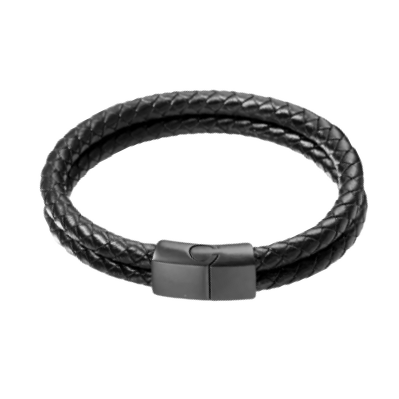 BRAZALETE PARA HOMBRE CON DOBLE TRENZADO COLOR NEGRO COLOMBIA