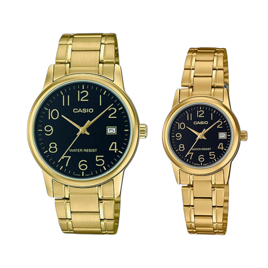 MTP-V002G/LTP-V002G RELOJES CASIO DE ACERO PARA PAREJA DE COLOR DORADO | CAS-19, CAS-205