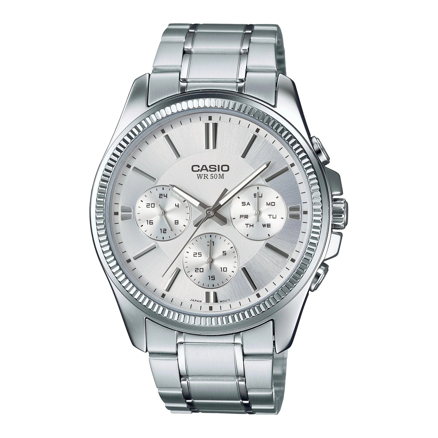 MTP-1375 | RELOJ CASIO ORIGINAL DE ACERO PLATEADO/NEGRO | SKU: CAS-224, CAS-225