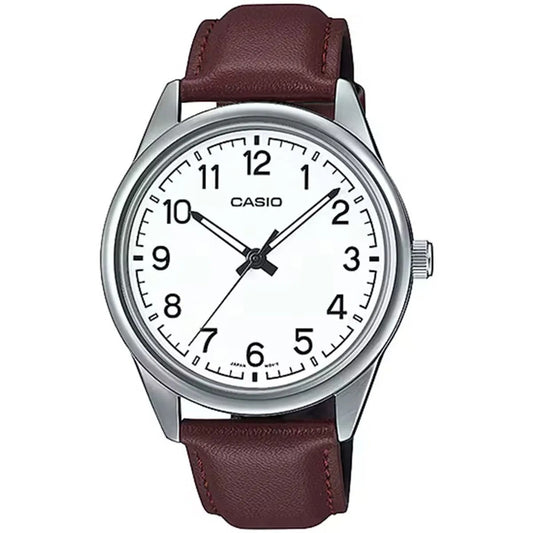 MTP-V005 | RELOJ CASIO ORIGINAL DE CUERO NEGRO/BLANCO | CAS-231, CAS-233
