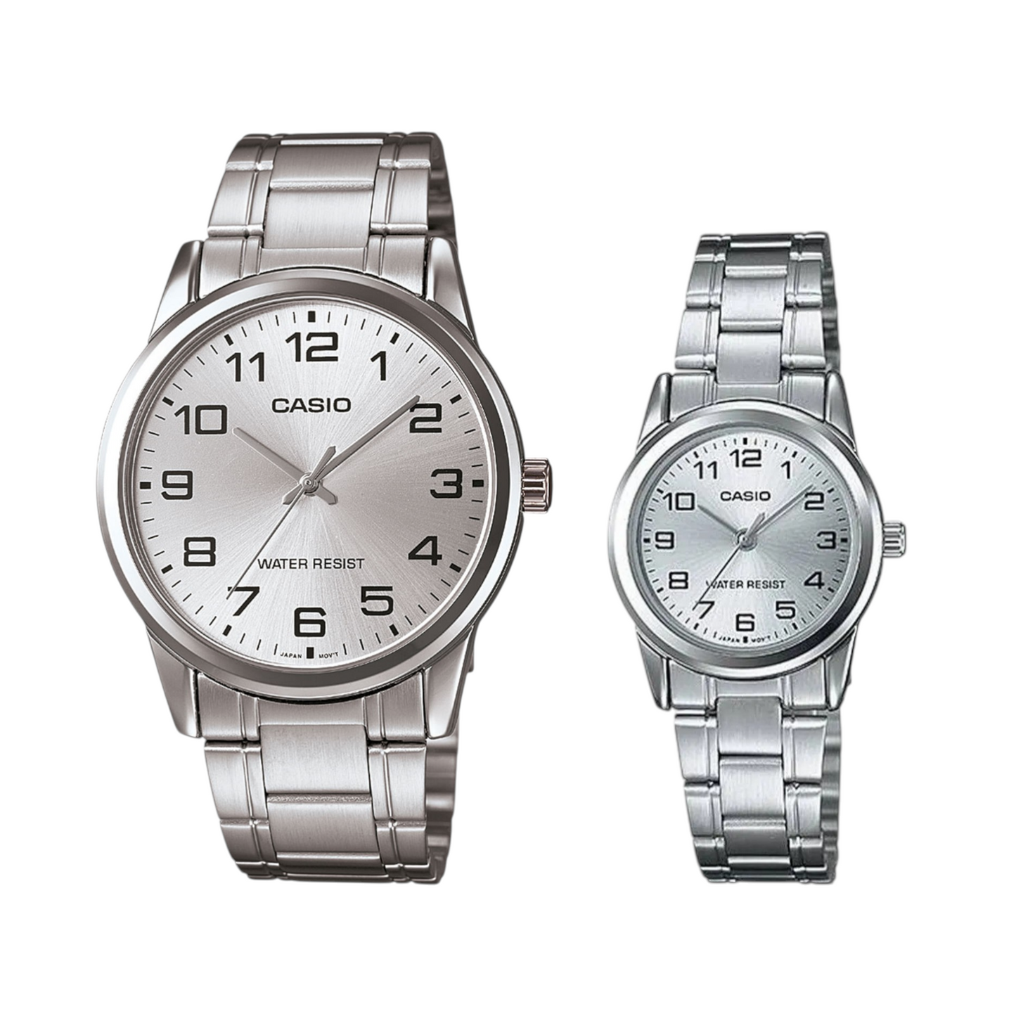 MTP-V001D/LTP-V001D RELOJES CASIO DE ACERO PARA PAREJA DE COLOR PLATEADO | CAS-2, CAS-202