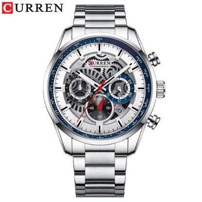 8391 | RELOJ CRONÓGRAFO CURREN ORIGINAL ACERO AZUL/PLATEADO