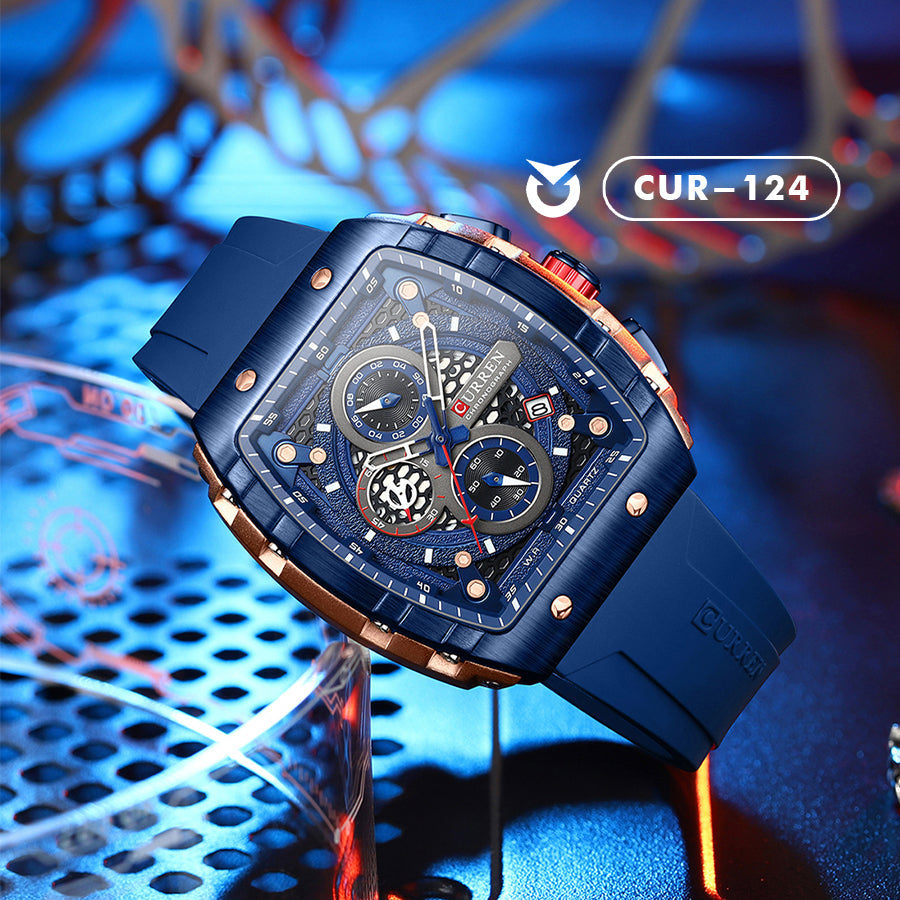 RELOJ CURREN ORIGINAL CASUAL NEGRO Y AZUL | CUR-124, CUR-125