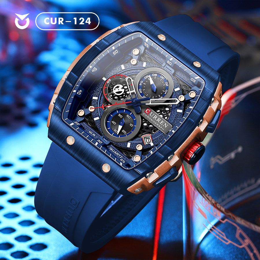 RELOJ CURREN ORIGINAL CASUAL NEGRO Y AZUL | CUR-124, CUR-125
