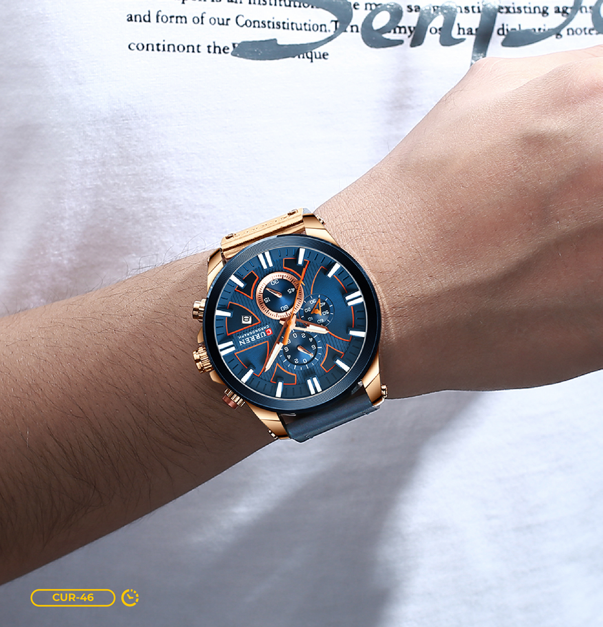 8346 | RELOJ CRONÓGRAFO CURREN ORIGINAL CUERO AZUL/NEGRO/MARRÓN CASUAL