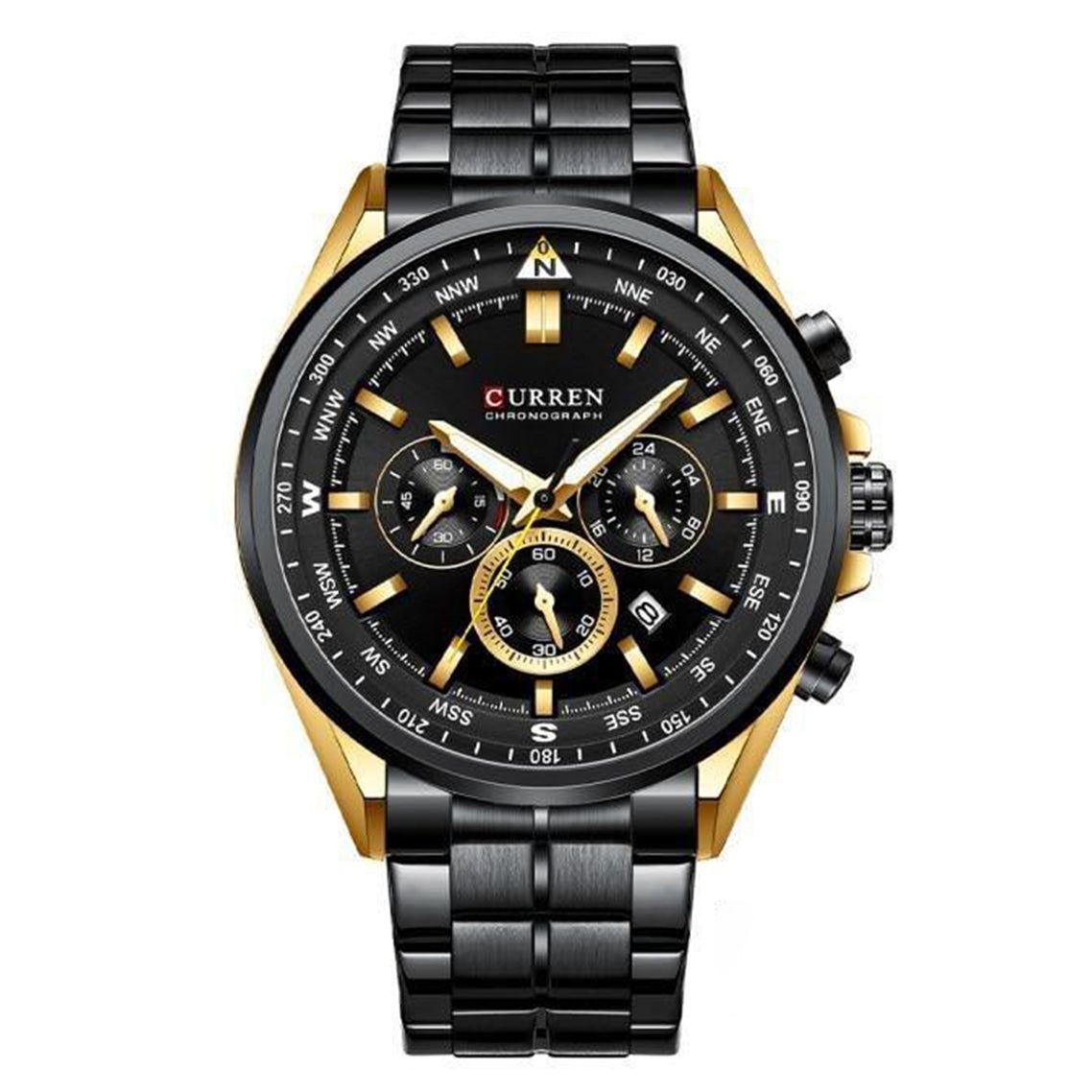 8399 | RELOJ CRONÓGRAFO CURREN ORIGINAL ACERO PLATEADO/GUINDA/NEGRO CASUAL
